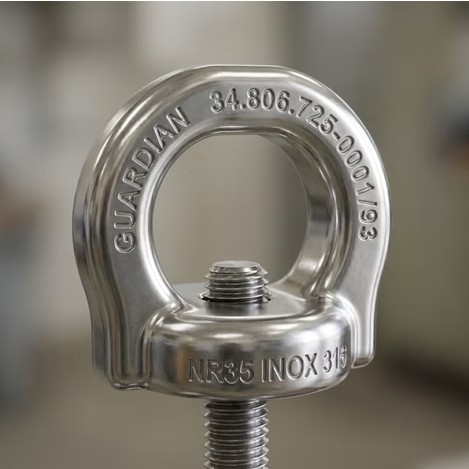 Olhal de ancoragem Guardian em aço inox AISI 316 com marcação NR35